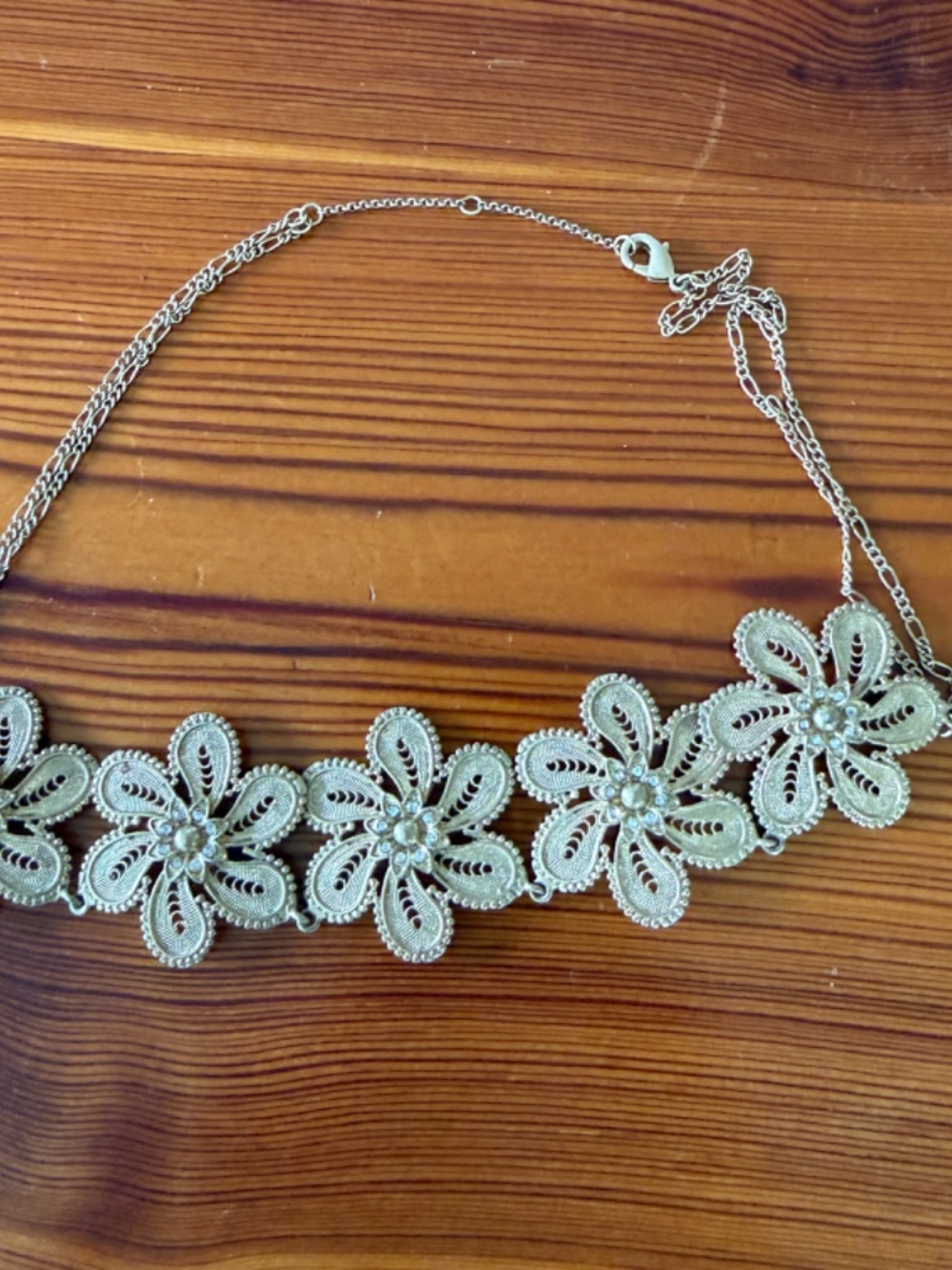 Anthropologie Fall Filigree Flower Bib Necklace - Picture 5 of 5